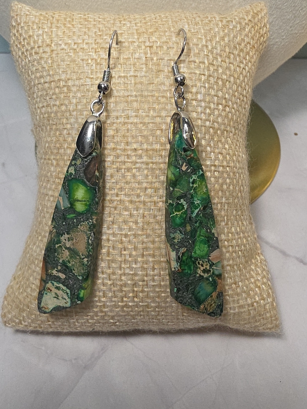 Green Jasper Drop Earrings - Women Jewelry